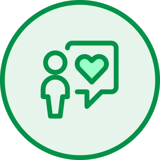 image of a person icon with heart comment bubble